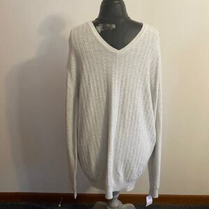 Fairlane V-neck Cream knit sweater, size XXL